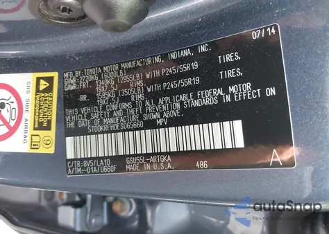 2014 Toyota Highlander Limited Platinum V6 z USA, uszkodzony, nr VIN 5TDDKRFH0ES065660